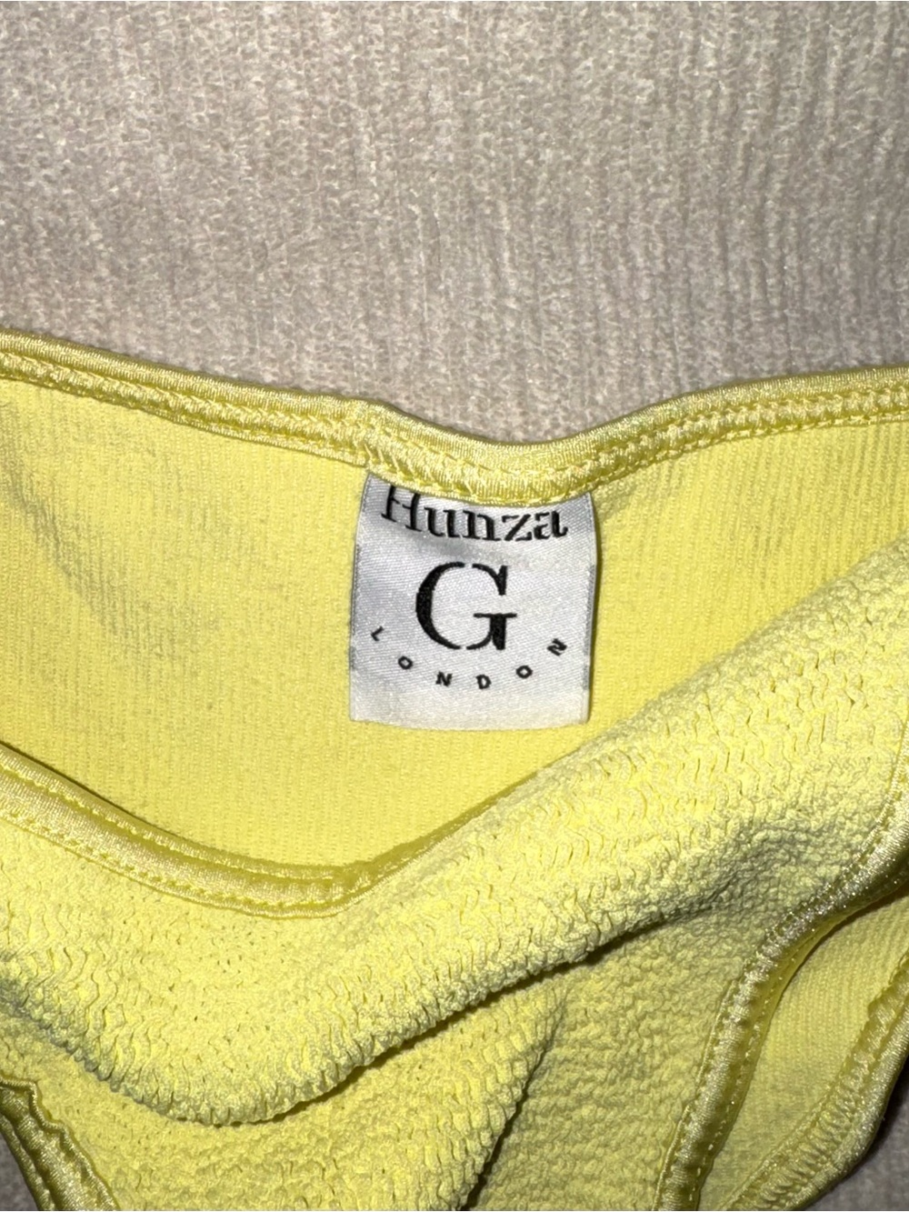 Hunza G Yellow Bikini *Bottoms Only* Crinkle Stretchy One Size Side Ties - Picture 2 of 2